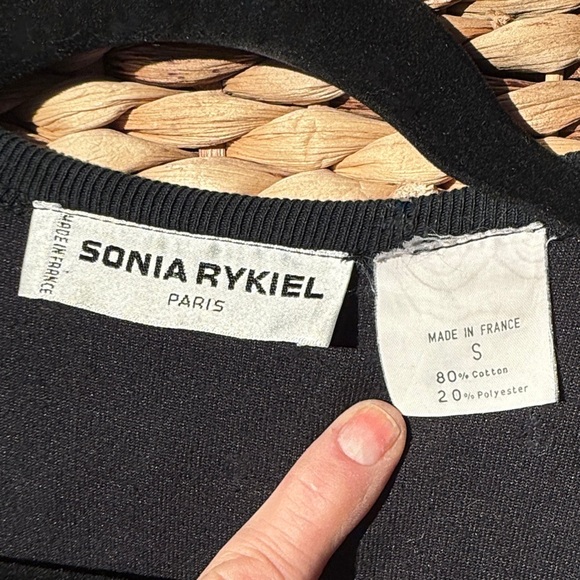 *SOLD* Size Small Sonia Rykiel Black Velour Velvet 3/4 Sleeve Tie-Front Cardigan - Picture 3 of 3